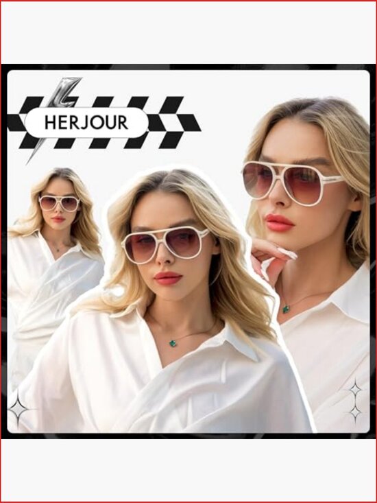 Retro Square Aviator Sunglasses 70s Classic Oversized UV Protection 2 Pack main image 5
